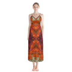 Landscape In A Colorful Structural Habitat Ornate Button Up Chiffon Maxi Dress by pepitasart