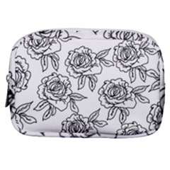 Line Art Black And White Rose Make Up Pouch (small) by MintanArt