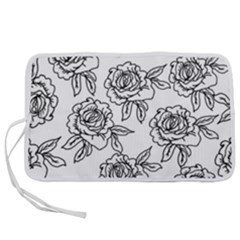 Line Art Black And White Rose Pen Storage Case (l) by MintanArt