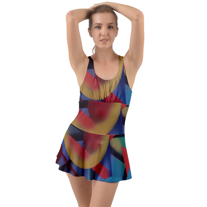 Kaleidoscope 2 Ruffle Top Dress Swimsuit