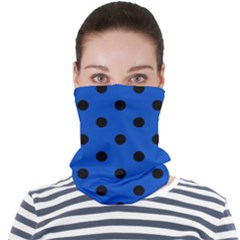 Large Black Polka Dots On Absolute Zero Blue - Face Seamless Bandana (adult) by FashionLane