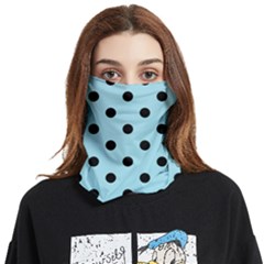 Large Black Polka Dots On Blizzard Blue - Face Covering Bandana (two Sides) by FashionLane