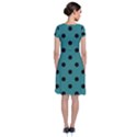 Large Black Polka Dots On Celadon Green - Short Sleeve Front Wrap Dress View2