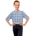 Azulejo style blue tiles Kids Mock Neck Tee View1