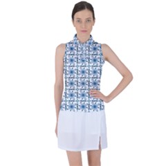 Azulejo Style Blue Tiles Women s Sleeveless Polo Tee by MintanArt