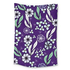 Floral Blue Pattern Large Tapestry by MintanArt