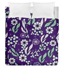 Floral Blue Pattern  Duvet Cover Double Side (queen Size) by MintanArt