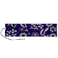 Floral Blue Pattern  Roll Up Canvas Pencil Holder (l) by MintanArt