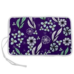 Floral Blue Pattern  Pen Storage Case (s) by MintanArt