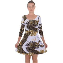 Dragon Animals Monster Quarter Sleeve Skater Dress by HermanTelo