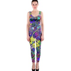 Vibrant Abstract Floral/rainbow Color One Piece Catsuit by dressshop