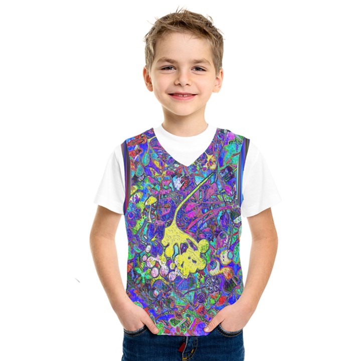 vibrant abstract floral/rainbow color Kids  Basketball Tank Top