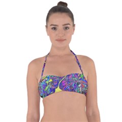 Vibrant Abstract Floral/rainbow Color Halter Bandeau Bikini Top by dressshop