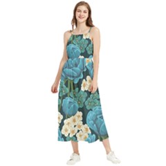 Blue Roses Boho Sleeveless Summer Dress by goljakoff