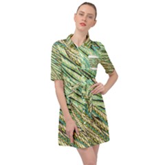 Green Leaves Belted Shirt Dress by goljakoff