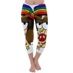  Rainbow Stoner Owl Capri Winter Leggings  by IIPhotographyAndDesigns