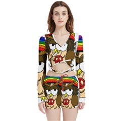  Rainbow Stoner Owl Velvet Wrap Crop Top And Shorts Set by IIPhotographyAndDesigns