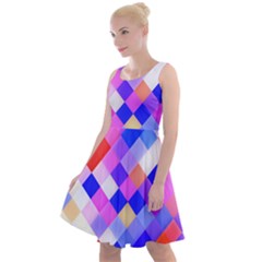 Squares Pattern Geometric Seamless Knee Length Skater Dress by Dutashop