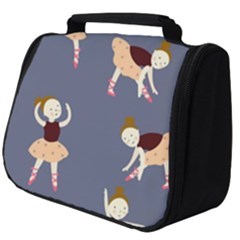 Cute  Pattern With  Dancing Ballerinas On The Blue Background Full Print Travel Pouch (big) by EvgeniiaBychkova