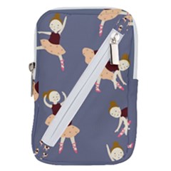 Cute  Pattern With  Dancing Ballerinas On The Blue Background Belt Pouch Bag (small) by EvgeniiaBychkova