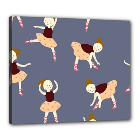 Cute  Pattern With  Dancing Ballerinas On The Blue Background Canvas 24  X 20  (stretched) by EvgeniiaBychkova