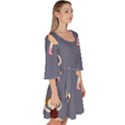 Cute  Pattern With  Dancing Ballerinas On The Blue Background Velour Kimono Dress View3