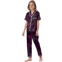 Purple Alcohol Ink Kids  Satin Short Sleeve Pajamas Set by Dazzleway