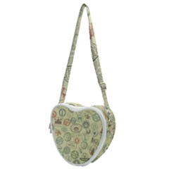 Beige Denim With Logos Heart Shoulder Bag by ArtsyWishy