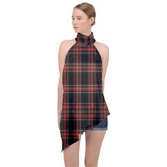 Stewart Black Tartan Halter Asymmetric Satin Top by impacteesstreetwearfour