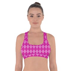 Pink Diamond Pattern Cross Back Sports Bra by ArtsyWishy