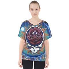 Grateful-dead-ahead-of-their-time V-neck Dolman Drape Top by Sapixe