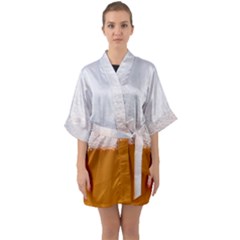 Beer Foam Bubbles Alcohol  Glass Half Sleeve Satin Kimono  by Amaryn4rt