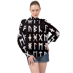 The Anglo Saxon Futhorc Collected Inverted High Neck Long Sleeve Chiffon Top by WetdryvacsLair