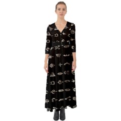 Electrical Symbols Callgraphy Short Run Inverted Button Up Boho Maxi Dress by WetdryvacsLair