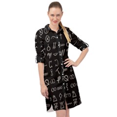 Hobo Signs Collected Inverted Long Sleeve Mini Shirt Dress by WetdryvacsLair