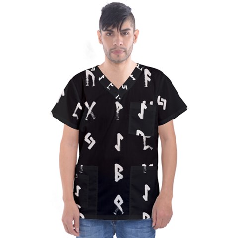 Elder Futhark Rune Set Collected Inverted Men s V-neck Scrub Top by WetdryvacsLair