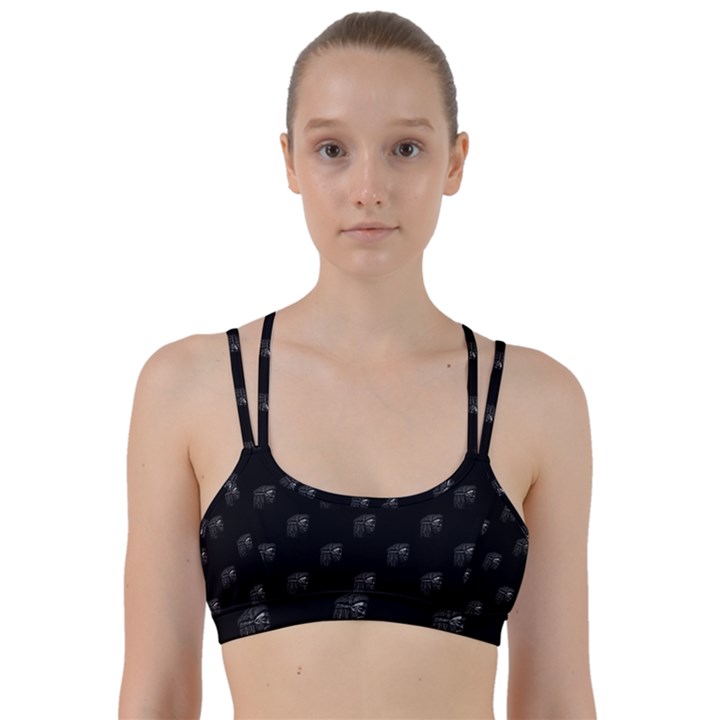 Arfican Head Sculpture Motif Print Pattern Line Them Up Sports Bra