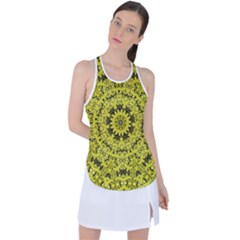 Yellow Kolodo Racer Back Mesh Tank Top by Sparkle