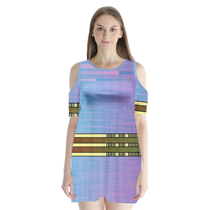 Glitched Vaporwave Hack The Planet Shoulder Cutout Velvet One Piece