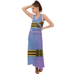 Glitched Vaporwave Hack The Planet V-neck Chiffon Maxi Dress by WetdryvacsLair