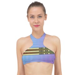 Glitched Vaporwave Hack The Planet High Neck Bikini Top by WetdryvacsLair