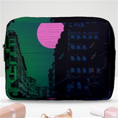 Vaporwave Old Moon Over Nyc Make Up Pouch (large) by WetdryvacsLair