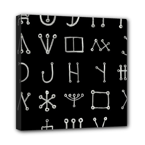 Heinrich Cornelius Agrippa Of Occult Philosophy 1651 Malachim Alphabet Collected Inverted Square Mini Canvas 8  X 8  (stretched) by WetdryvacsLair