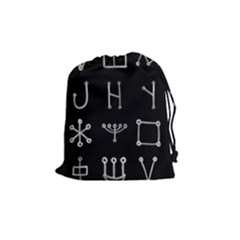 Heinrich Cornelius Agrippa Of Occult Philosophy 1651 Malachim Alphabet Collected Inverted Square Drawstring Pouch (medium) by WetdryvacsLair