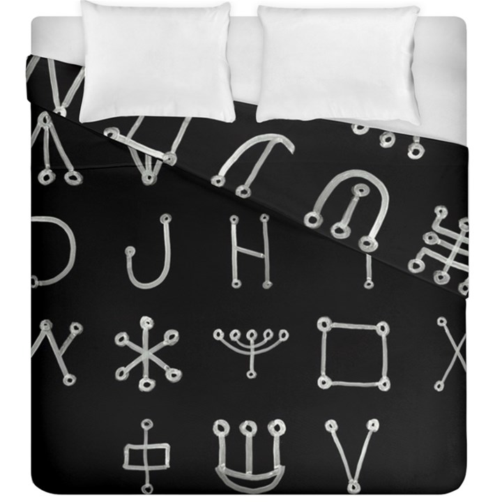 Heinrich Cornelius Agrippa Of Occult Philosophy 1651 Malachim Alphabet Collected Inverted Square Duvet Cover Double Side (King Size)