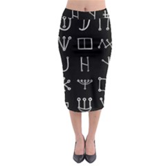 Heinrich Cornelius Agrippa Of Occult Philosophy 1651 Malachim Alphabet Collected Inverted Square Midi Pencil Skirt by WetdryvacsLair