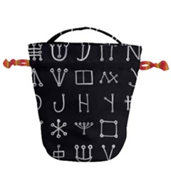 Heinrich Cornelius Agrippa Of Occult Philosophy 1651 Malachim Alphabet Collected Inverted Square Drawstring Bucket Bag by WetdryvacsLair