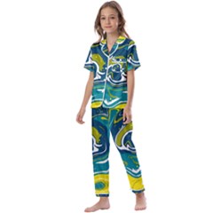 Vector Vivid Marble Pattern 14 Kids  Satin Short Sleeve Pajamas Set by goljakoff