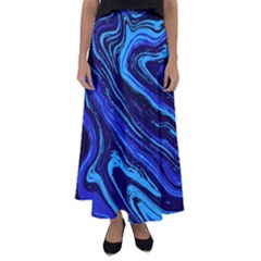 Blue Vivid Marble Pattern 16 Flared Maxi Skirt by goljakoff