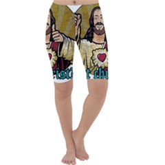 Buddy Christ Cropped Leggings  by Valentinaart